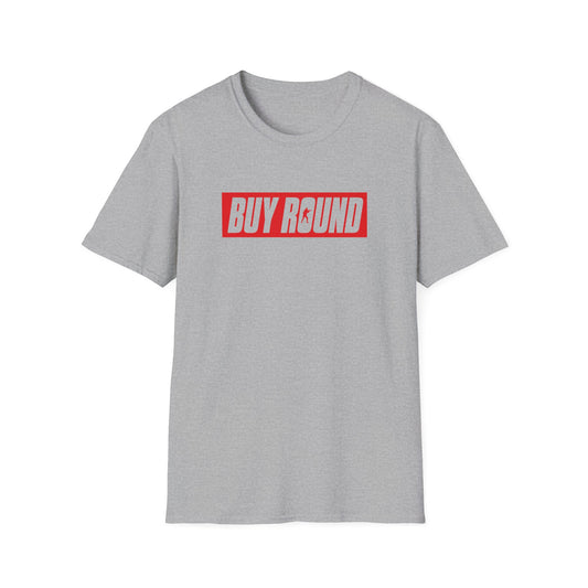 T-Shirt — "Buy Round" Bold Red Logo Tee