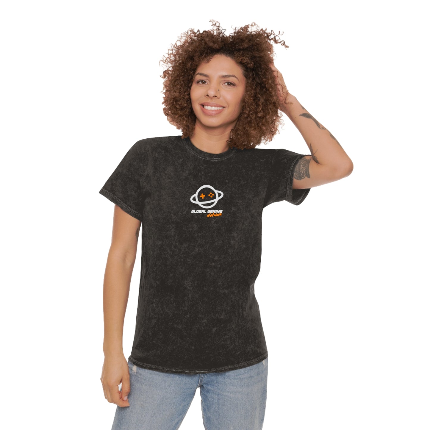Global Gaming Network Mineral-Wash T-Shirt — Retro Space Gamer Tee