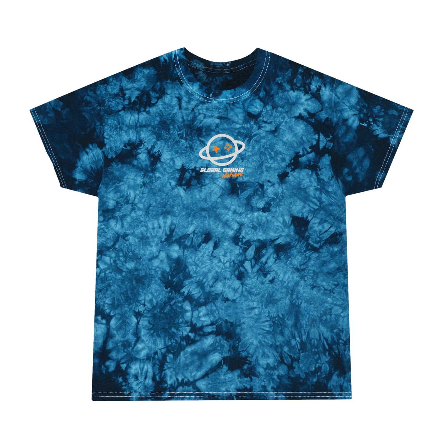 Tie-Dye Tee — "Global Gaming Network" Crystal Blue Graphic T-Shirt