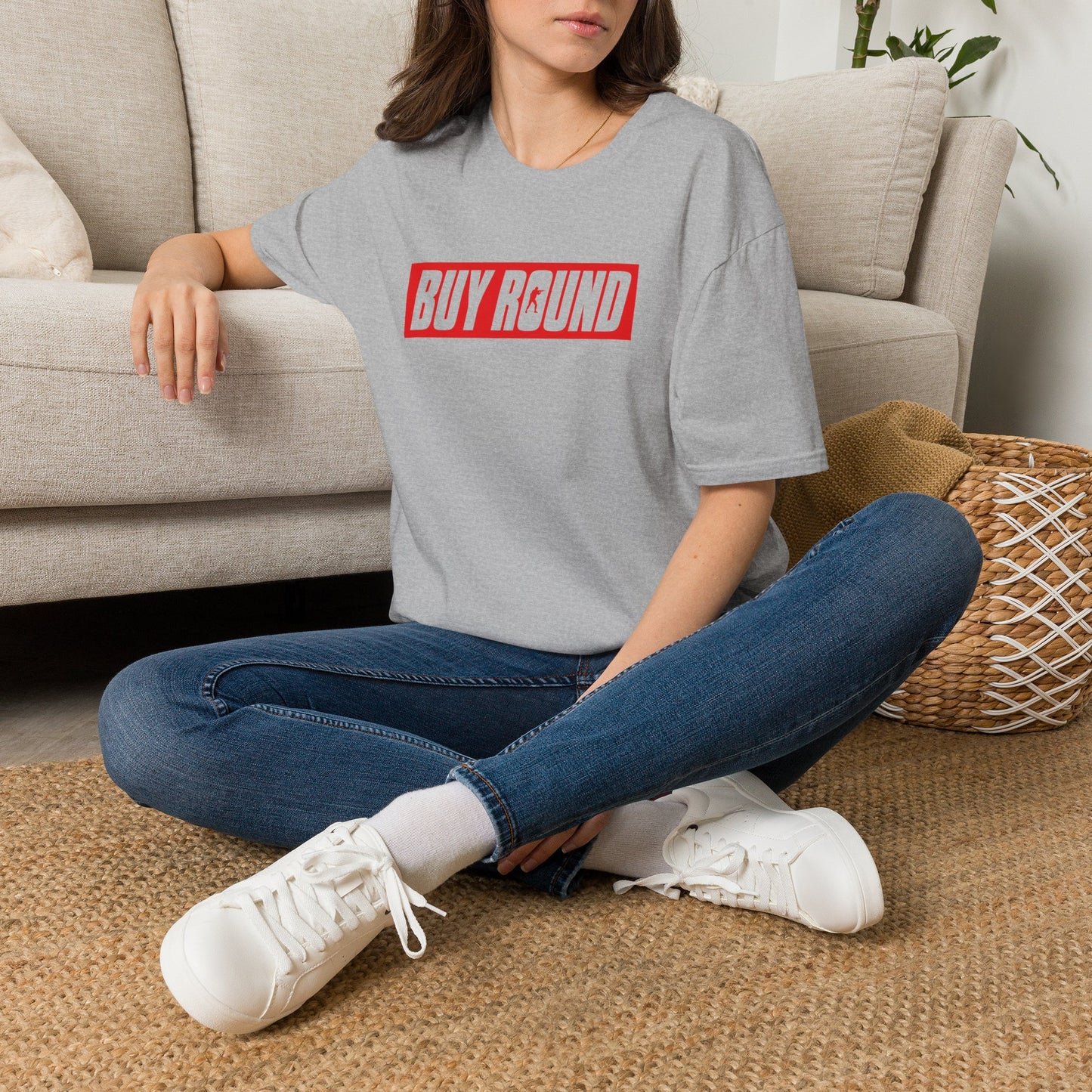 T-Shirt — "Buy Round" Bold Red Logo Tee