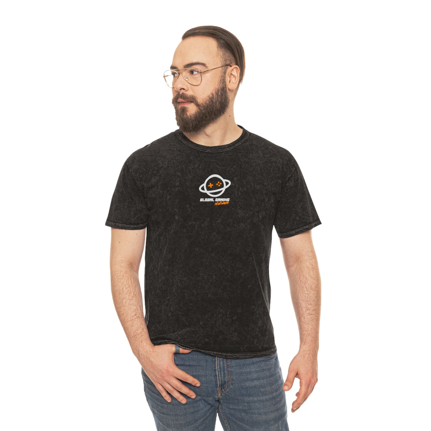Global Gaming Network Mineral-Wash T-Shirt — Retro Space Gamer Tee