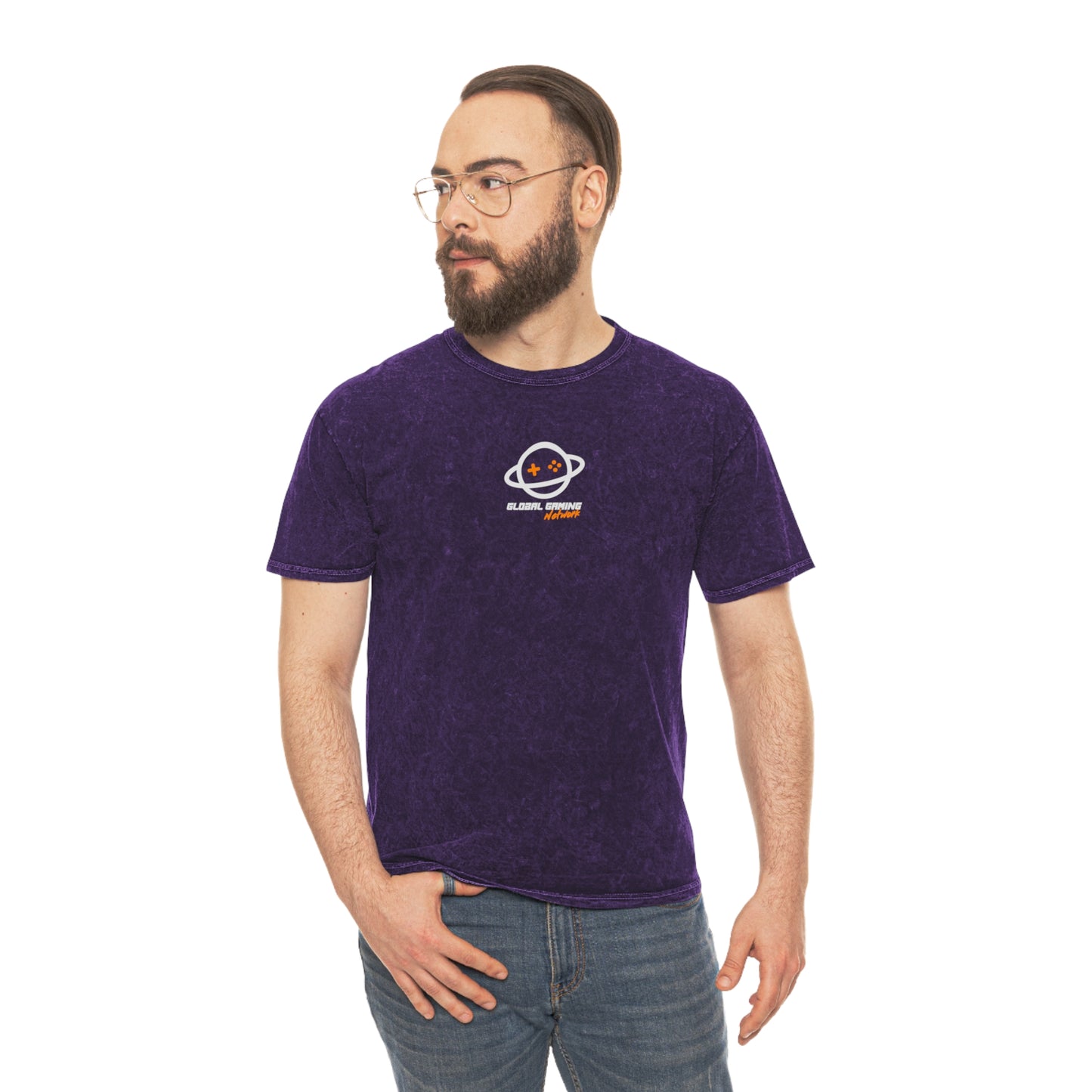 Global Gaming Network Mineral-Wash T-Shirt — Retro Space Gamer Tee