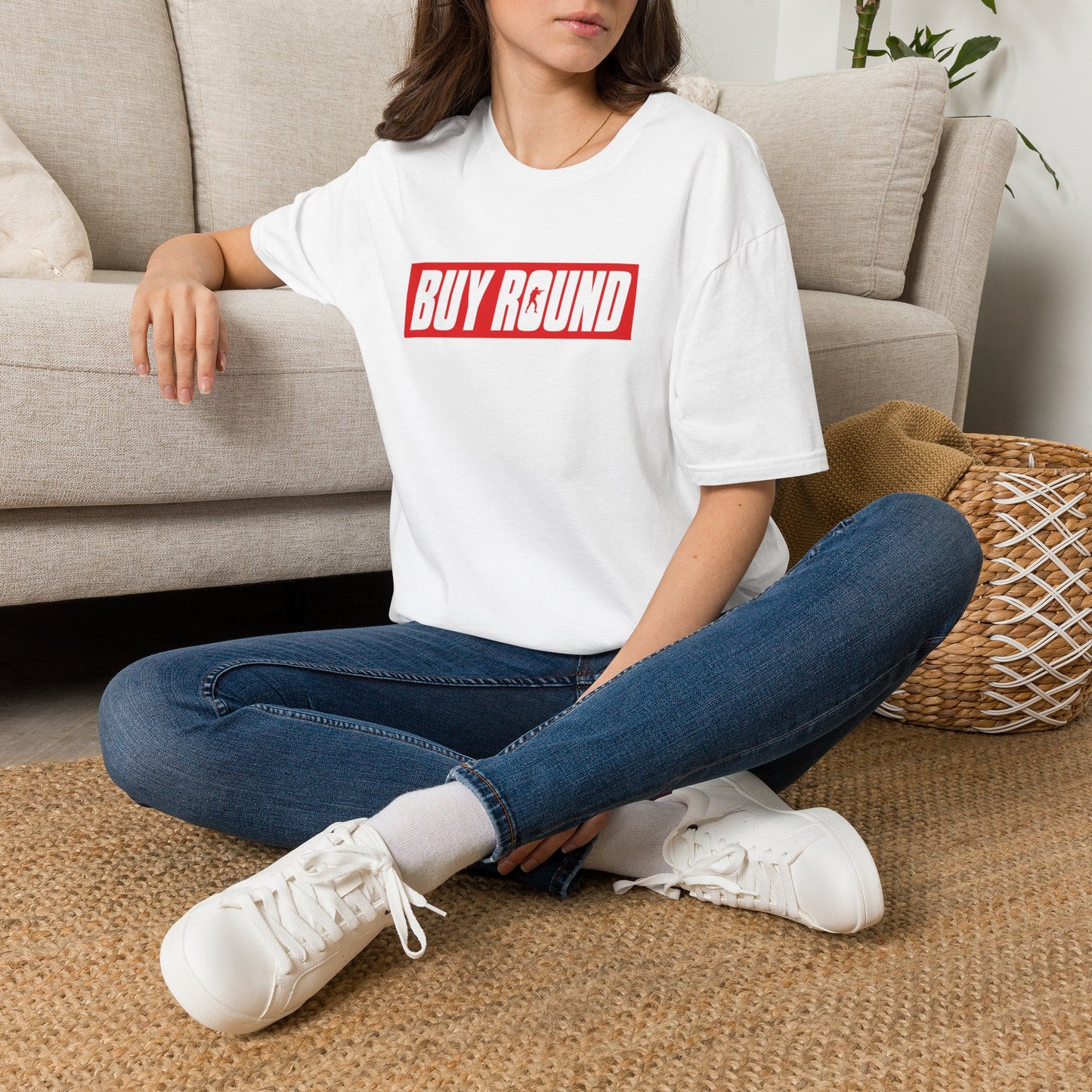 T-Shirt — "Buy Round" Bold Red Logo Tee